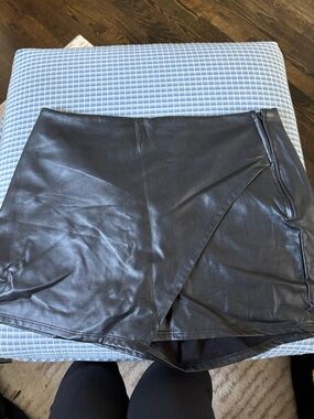 Altar'd State Black Faux Leather Wrap Skort